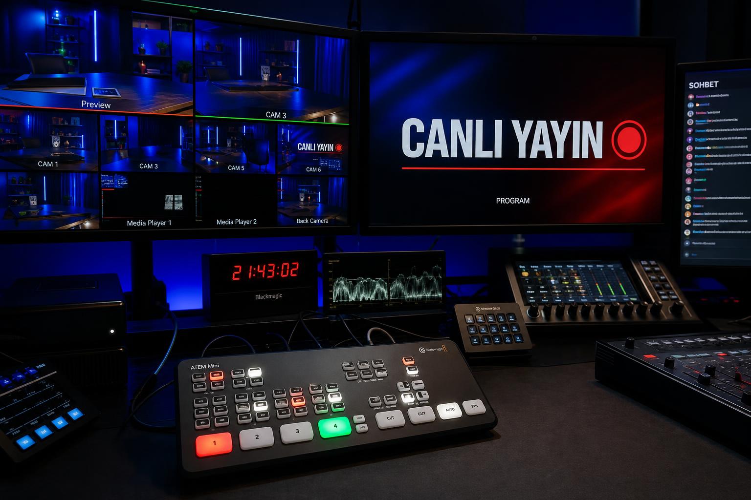 Canlı Yayın için profesyonel stüdyo örneği